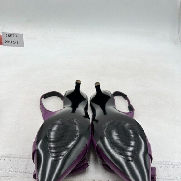 Womens Bow Knot Pointed Toe Pumps Slingback Kitten Heel Sandals ,Purple Shoes - Picture 6 of 7